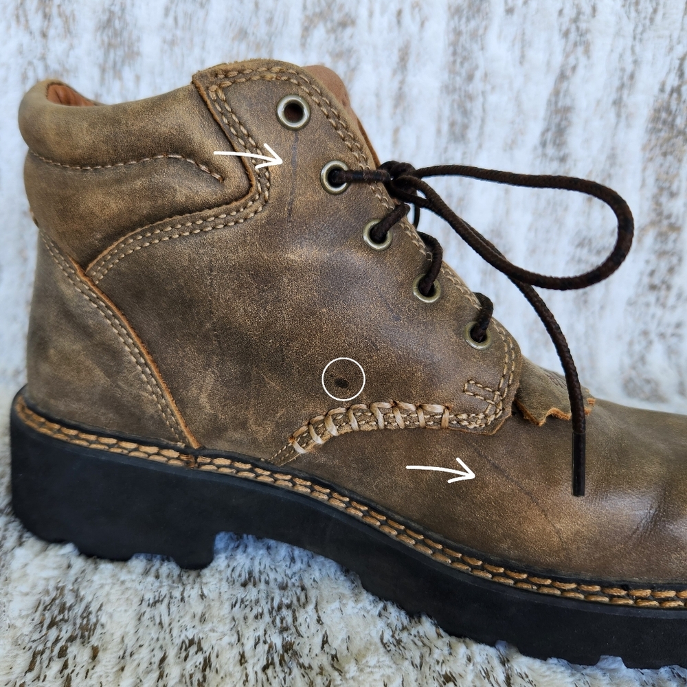 Ariat Brown Leather Lace-Up Boots - Picture 8 of 12